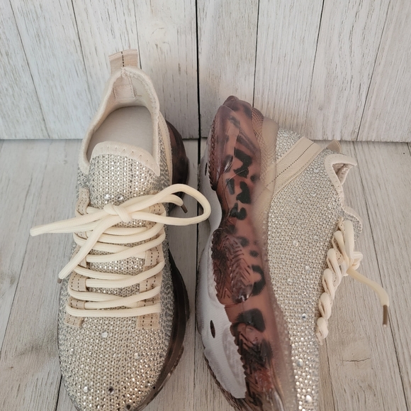 40% OFF SALE-GYPSY JAZZ/ VERY G- HELLA CREAM RHINESTONE SNEAKERS - Picture 5 of 6